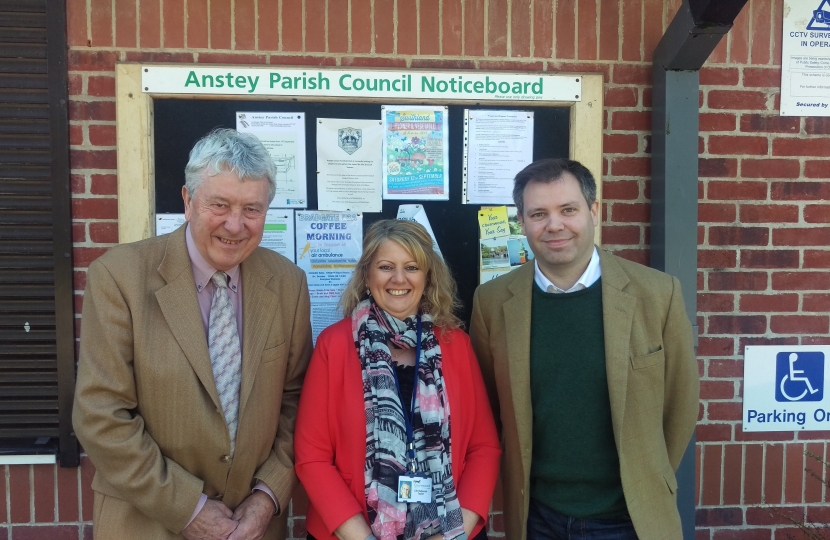 Edward with Cllrs Snartt and Taylor in Anstey