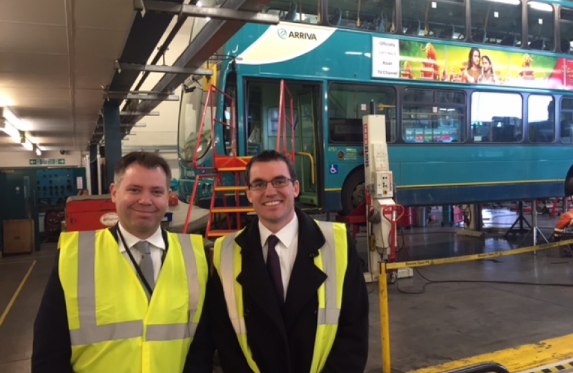 Edward at Arriva's Thurmaston Bus Depot with the depot manager