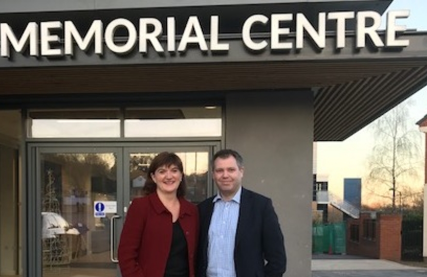 Edward with Nicky Morgan at Mountsorrel Memorial Hall