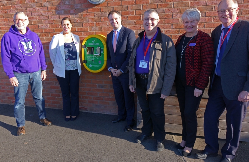 Edward outside Rothley Academy with Deputy Head Kate Barrs & the Joe Humphries Memorial Trust