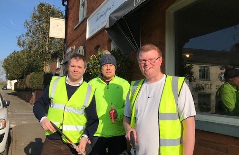 Edward with Cllr James Poland and Parish Council Chairman Tom Prior