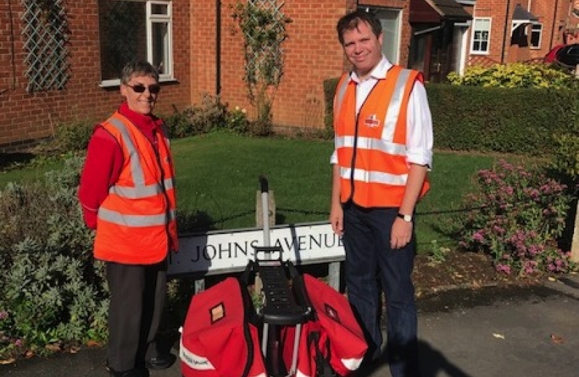 Edward with local Postie Sandra