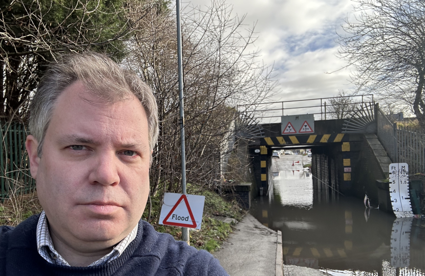 Flooding under Church Hill railway bridge in Thurmaston