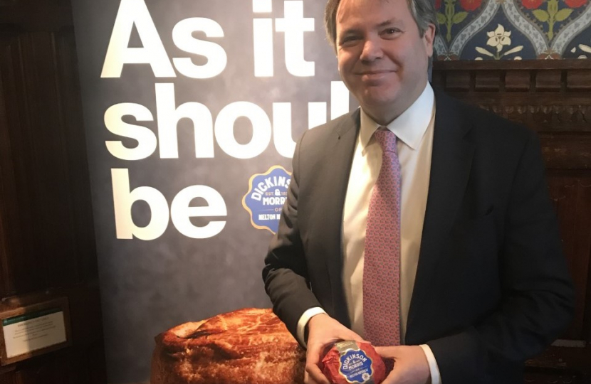 Edward with a Melton Mowbray Pork Pie