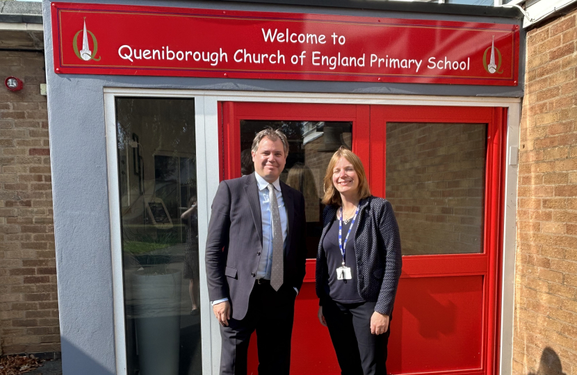 Edward at Queniborough School with Executive Headteacher Hannah Roddy