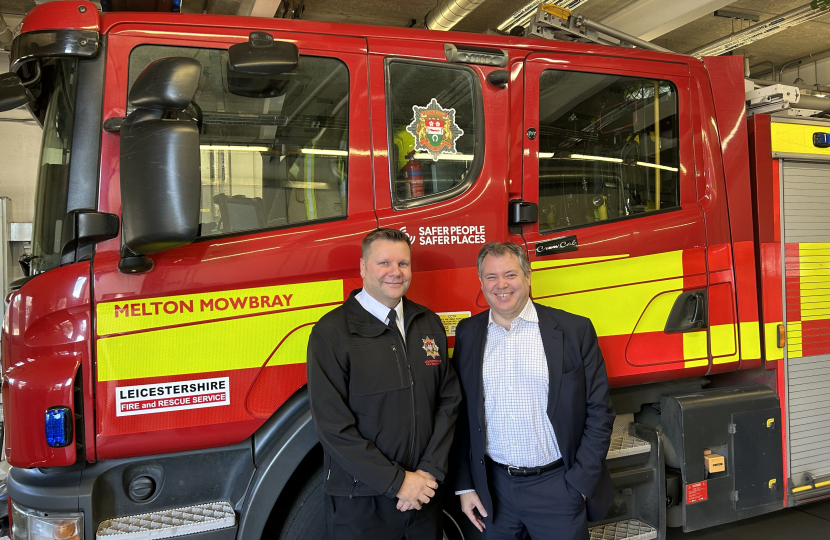 Edward with Leicestershire's Chief Fire Officer