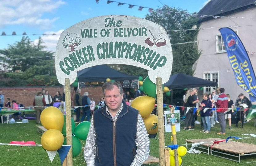 Edward at the conker championships in Long Clawson