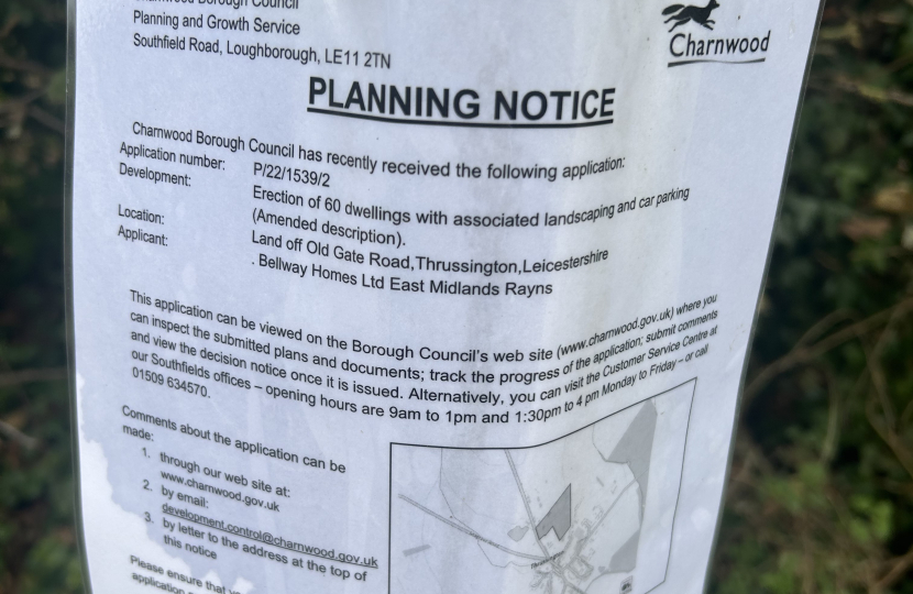 Planning Application Site Notice in Thrussington