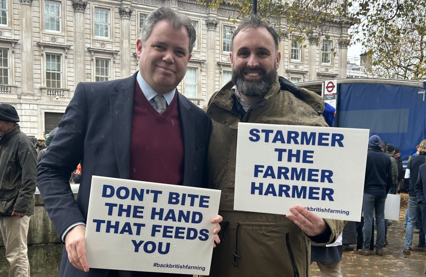 Edward with Simon Orson at the Farmer's Rally in Whitehall