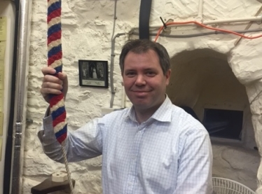 Edward being shown the ropes at Thurcaston Church bell ringing open day