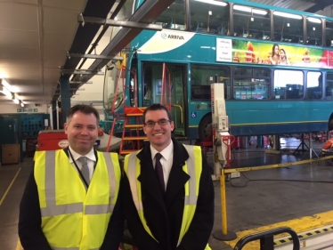 Edward at Arriva's Thurmaston Bus Depot with the depot manager