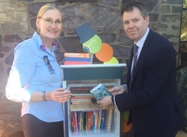 Edward with Jill at the Little Libraries Launch