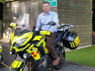 Edward supporting Leicestershire Blood Bikes