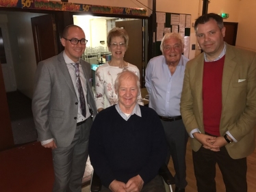 Edward with Cllr Brookes, Tony, Lynne, and Graham at the Centre's Anniversary Party