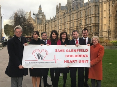 Edward with East Midlands MPs campaigning for Glenfield Children's Heart Unit