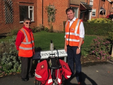 Edward with local Postie Sandra