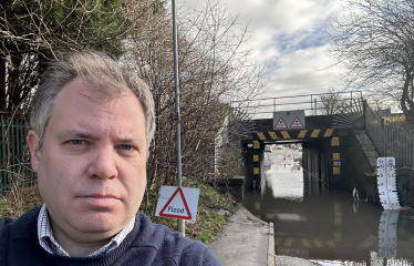 Flooding under Church Hill railway bridge in Thurmaston