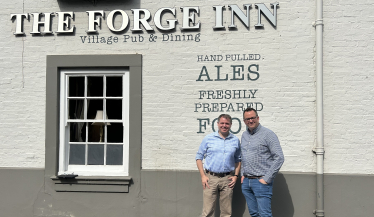 Edward with Sam outside the Forge Inn Glenfield