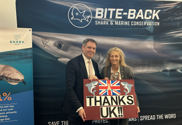 Edward with Christina Rees MP at Shark Fin Act Event