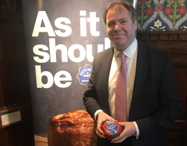 Edward with a Melton Mowbray Pork Pie