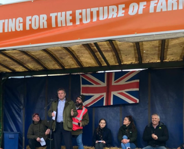 Edward speaking at the farming rally in Melton Mowbray