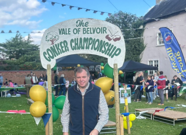 Edward at the conker championships in Long Clawson