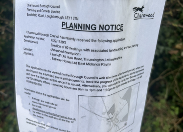 Planning Application Site Notice in Thrussington